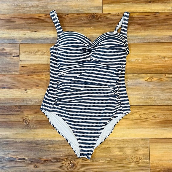 niptuck Other - Women’s NIPTUCK Shaping Swimsuit Navy Blue and White Stripe Size 12